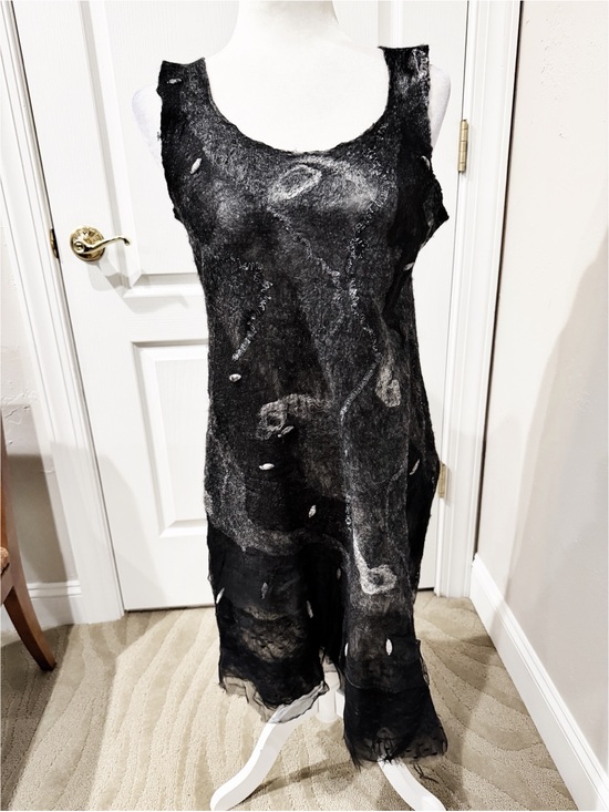 Dresses & Skirts - Artist Made Felt Dress in Black, Grey and White